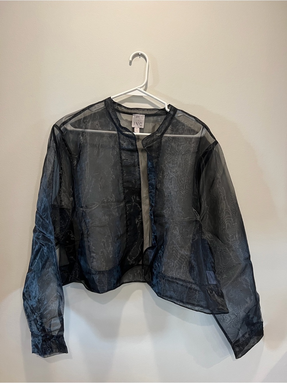 INC International Concepts Sheer Black Boxy Jacket